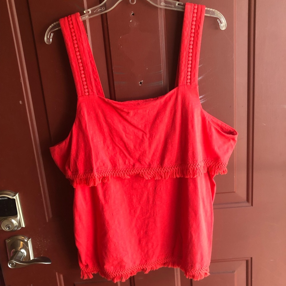 Red J. Crew Fringe Tank